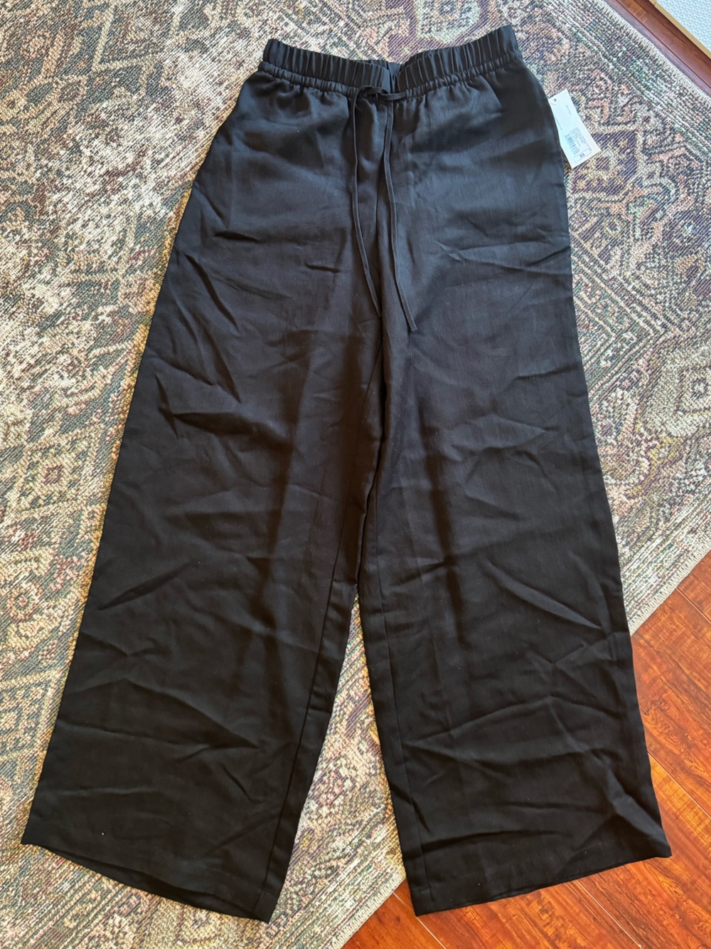 a new day Black Wide-Leg Pants with Drawstring